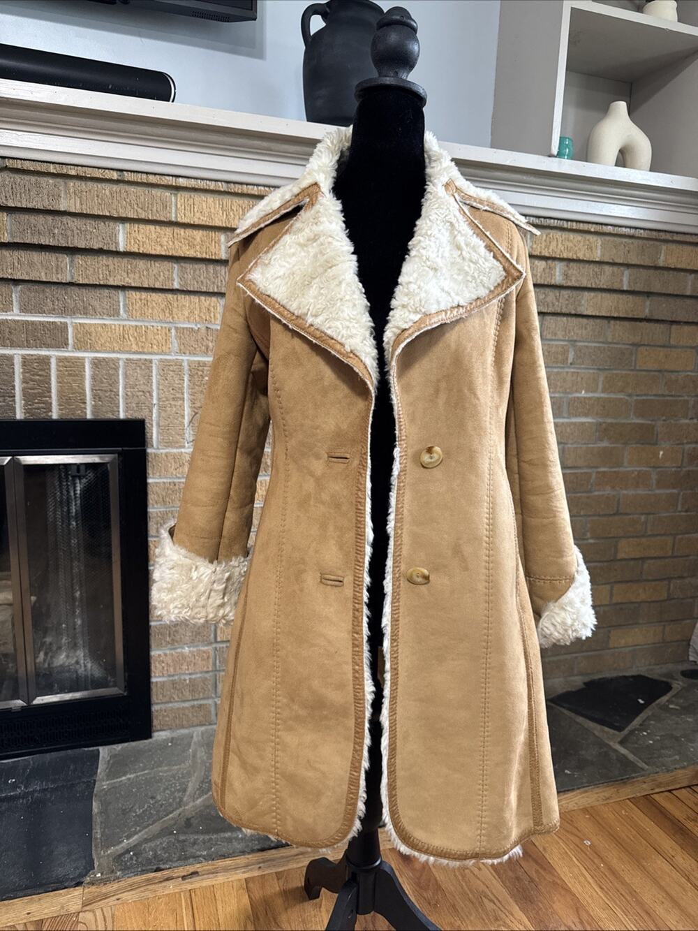 Mossimo Penny Lane Faux Suede and Shearling Coat Womens Size Small Afghan